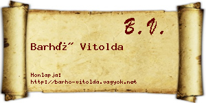 Barhó Vitolda névjegykártya